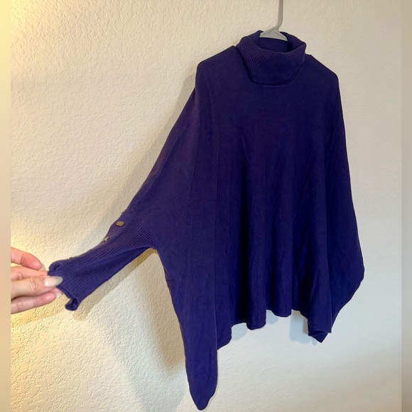 Alfani Women’s Turtleneck Poncho Sweater Purple Small - Picture 6 of 14